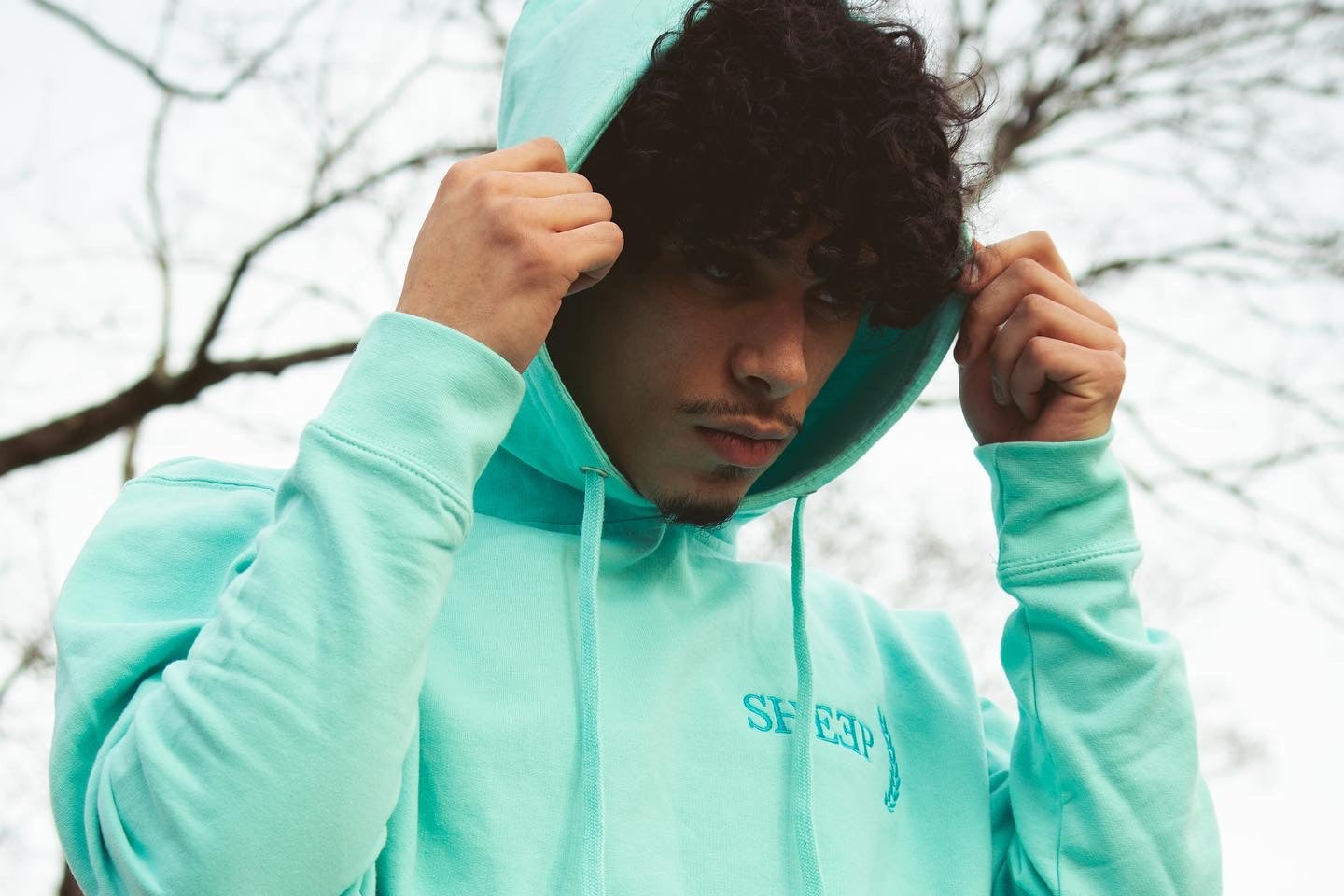 Mint Blue/Blue Hooded Sweatshirt