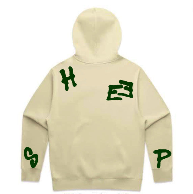 Butter/Forest Green Hooded Sweatshirt