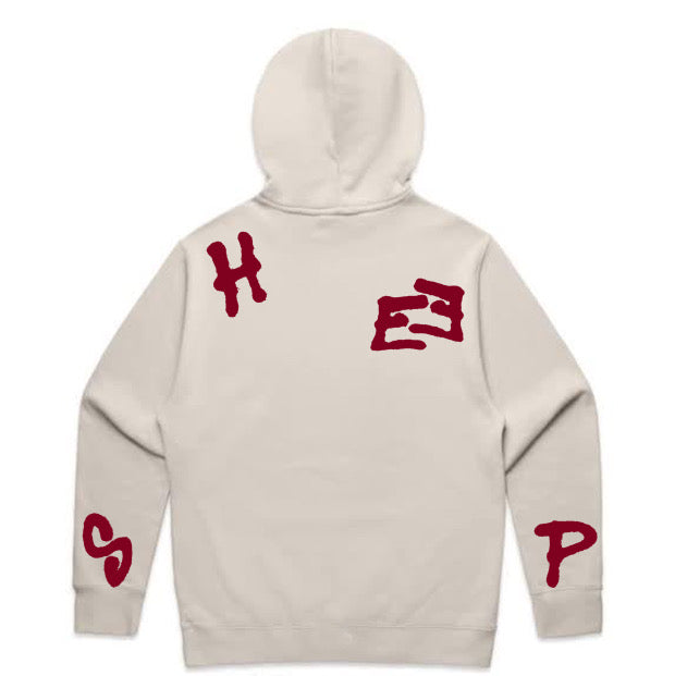Bone/Burgundy Hooded Sweatshirt