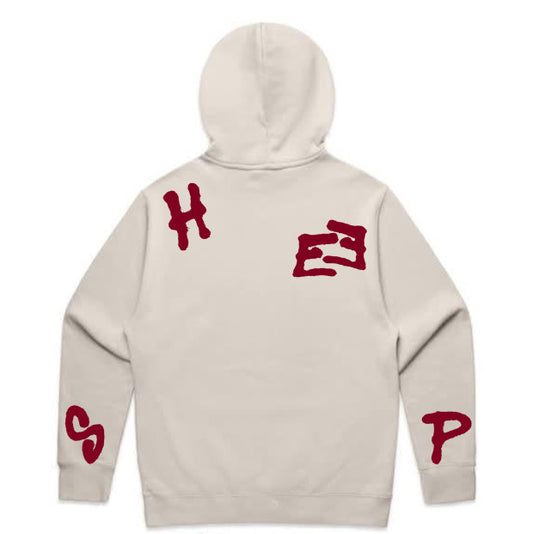 Bone/Burgundy Hooded Sweatshirt