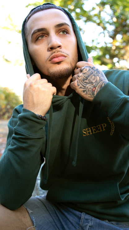 SHEEP Green Hoodie with Gold Embroidery