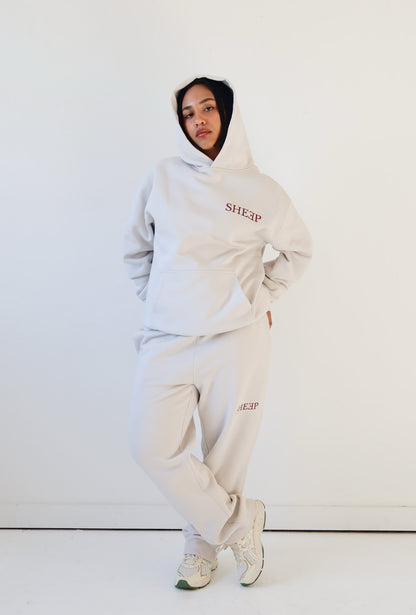 Bone/Burgundy Sheep Set Straight Leg