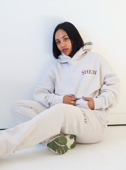 Bone/Burgundy Sheep Set Straight Leg
