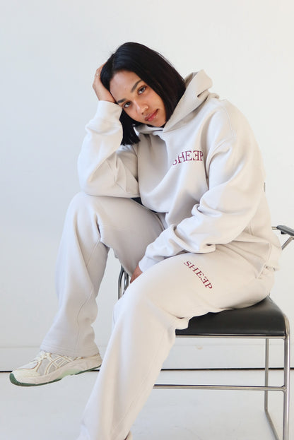 Bone/Burgundy Sheep Set Straight Leg