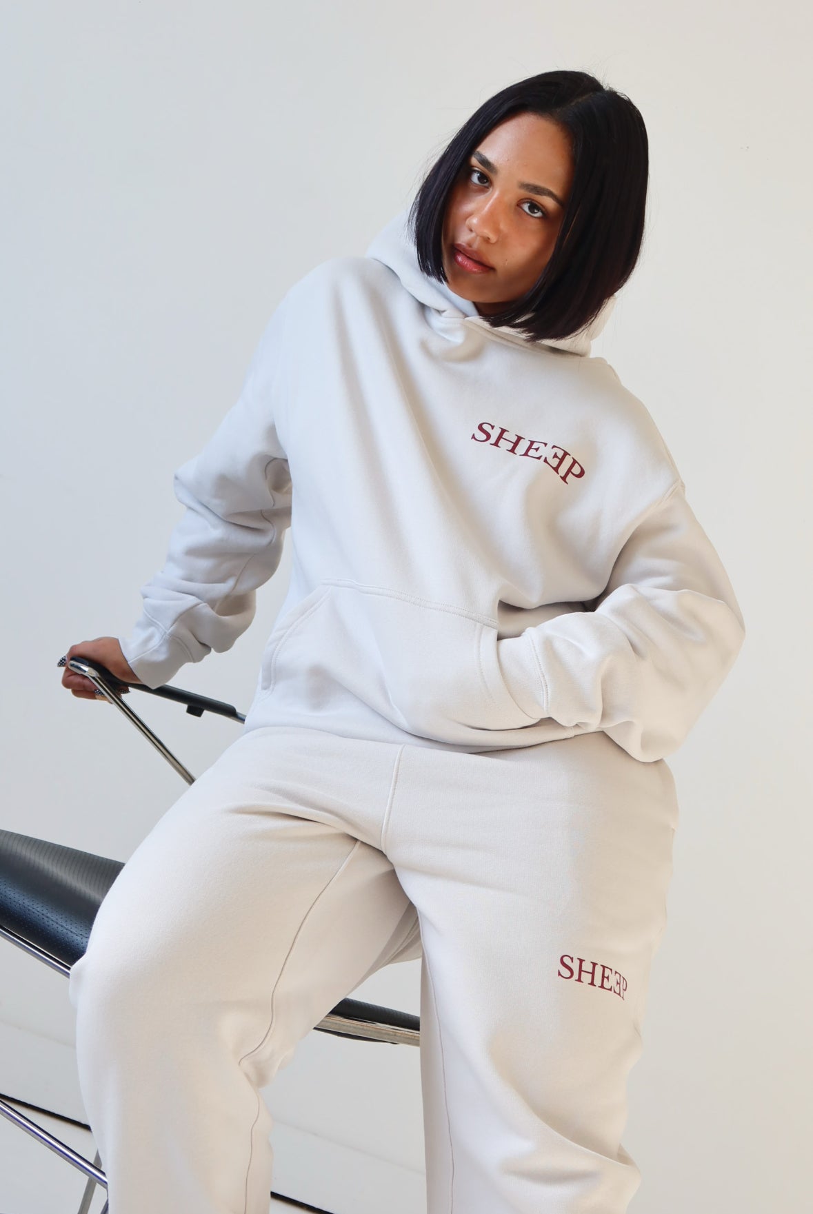 Bone/Burgundy Sheep Set Straight Leg