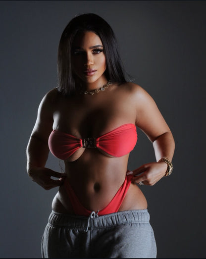 Brown/Red 2pc Bathing Suit
