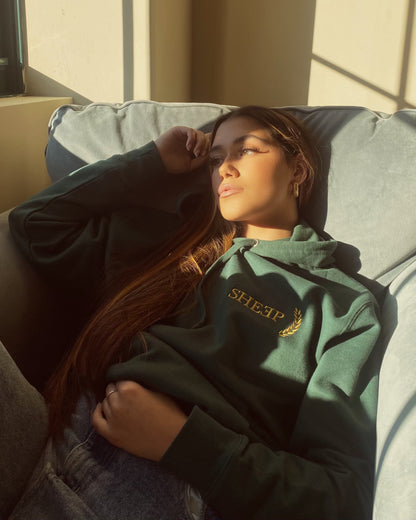 Forest Green with Gold Sheep Hooded Sweatshirt