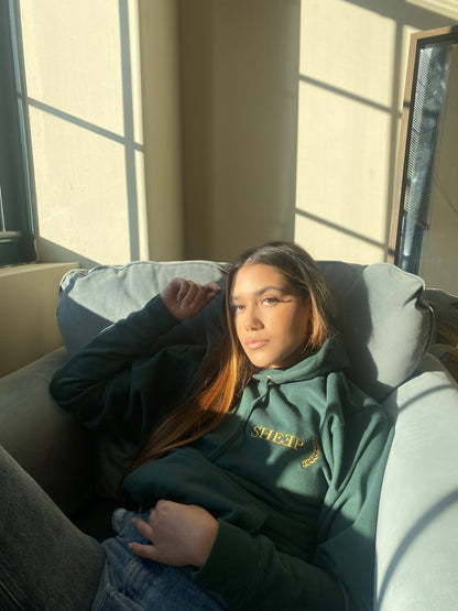 Forest Green with Gold Sheep Hooded Sweatshirt