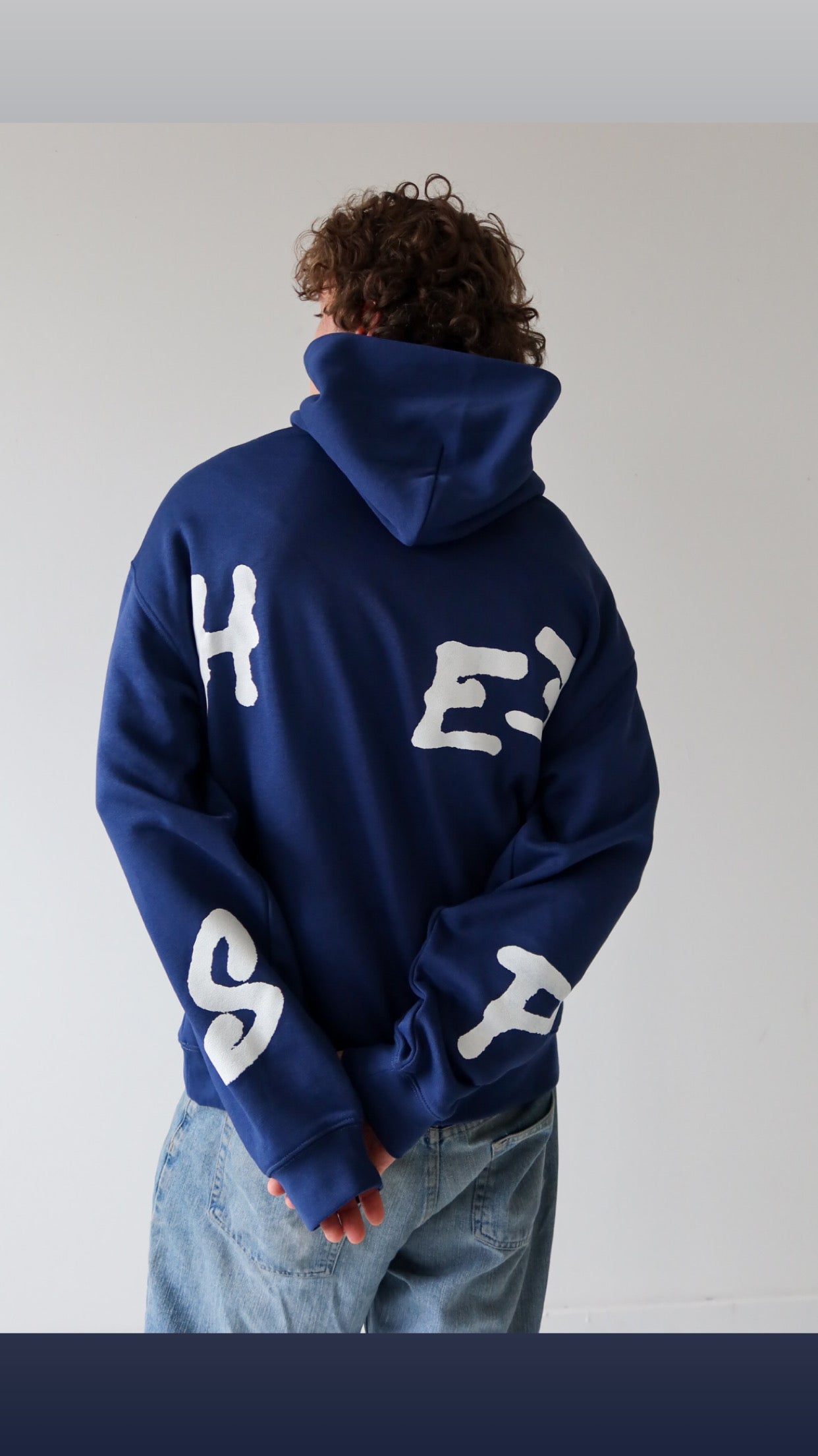 Blue/White Hooded Sweatshirt