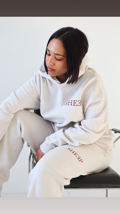 Bone/Burgundy Sheep Set Straight Leg