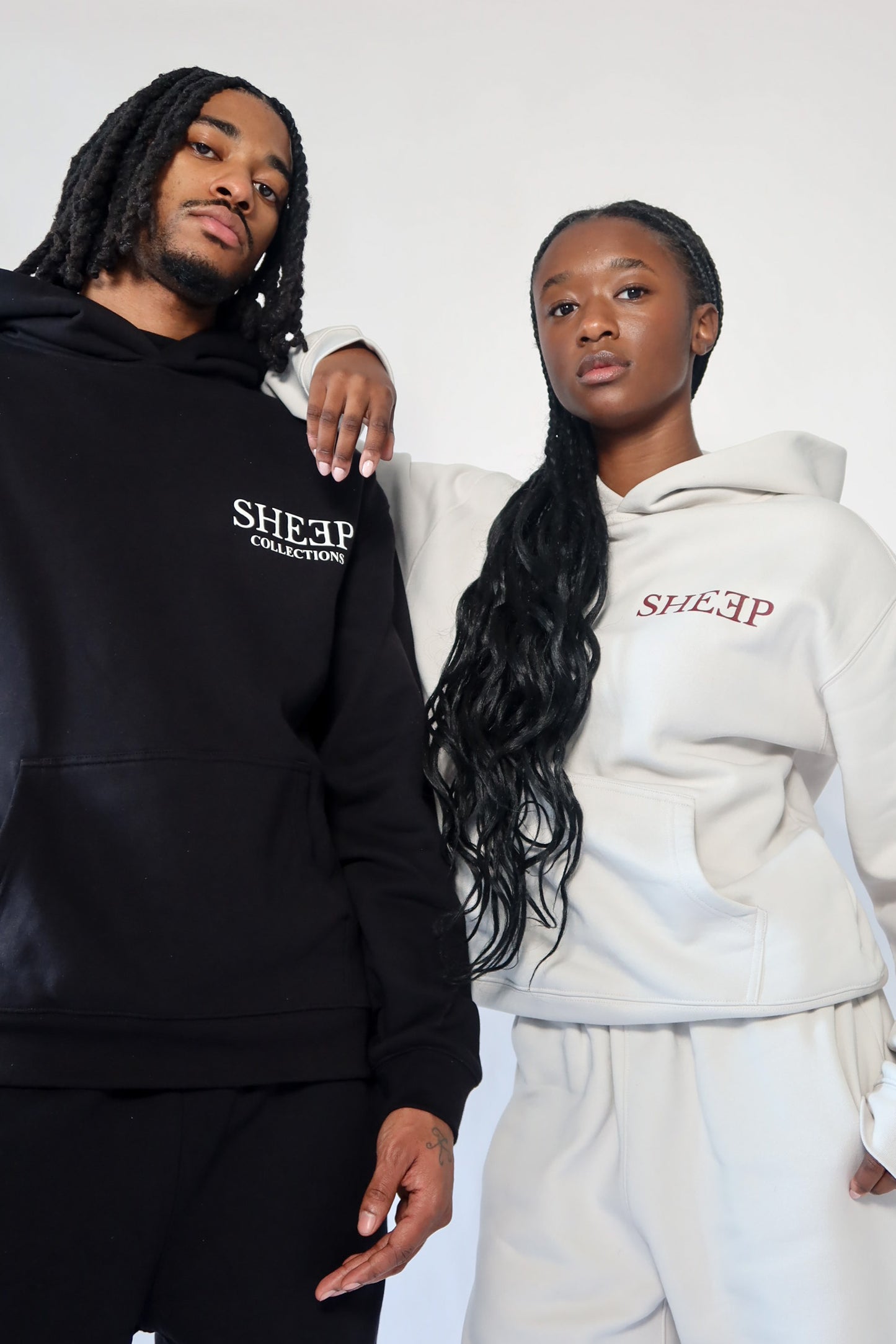 SHEEP Collections Black Hoodie and Sweatpants Set