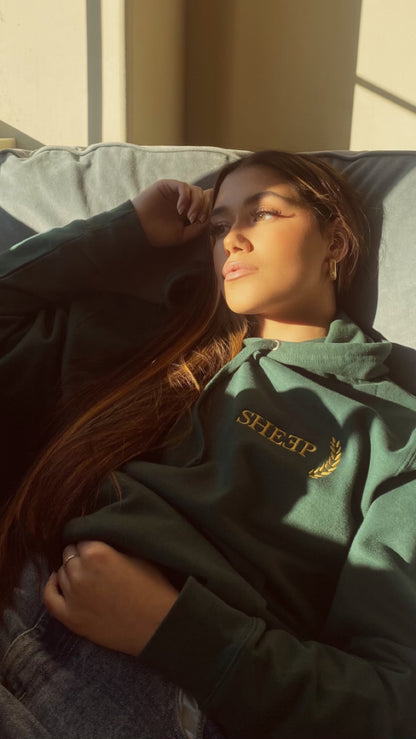 SHEEP Green Hoodie with Gold Embroidery