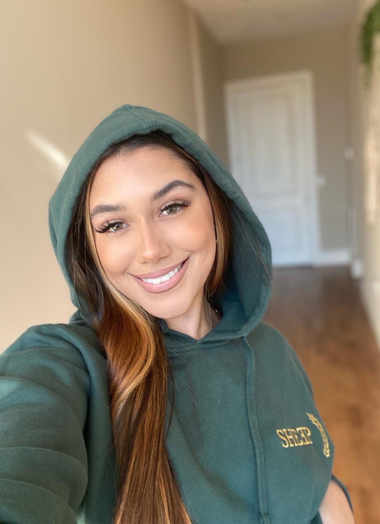 SHEEP Green Hoodie with Gold Embroidery