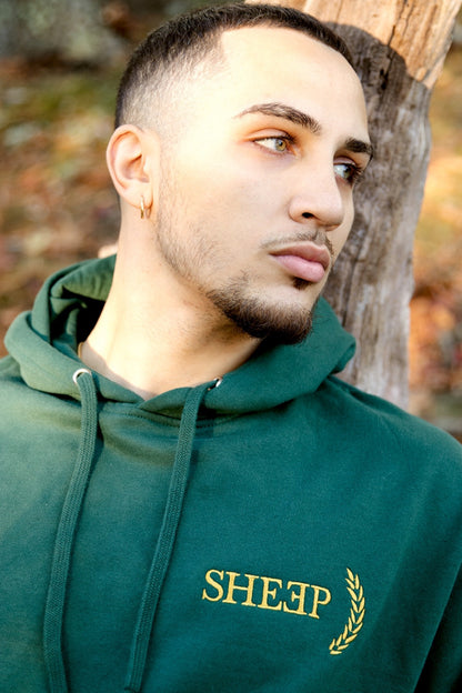 SHEEP Green Hoodie with Gold Embroidery