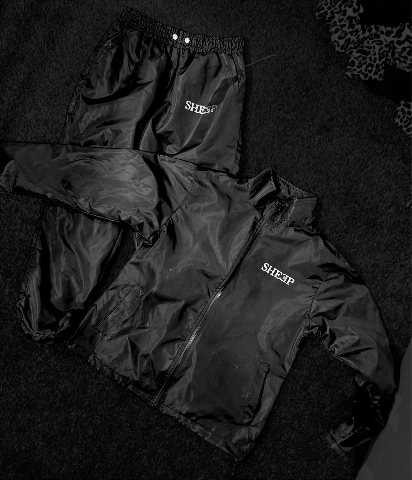 Black Windbreaker Set