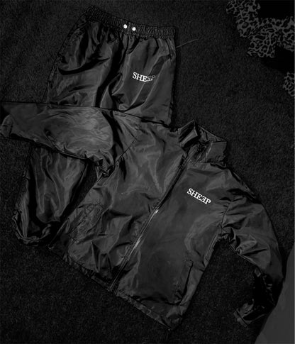 Black Windbreaker Set
