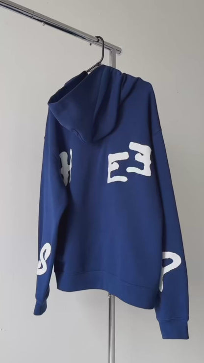 Blue/White Hooded Sweatshirt